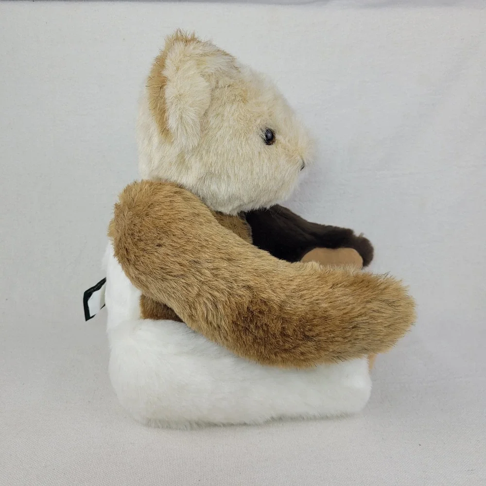 Vermont Teddy Bear Jointed Patchwork Plush Brown Tan Cream 2011
